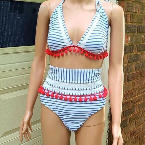 Cocoship Vintage Style Tassel Mesh 2pc swimsuit - Picture 1 of 8